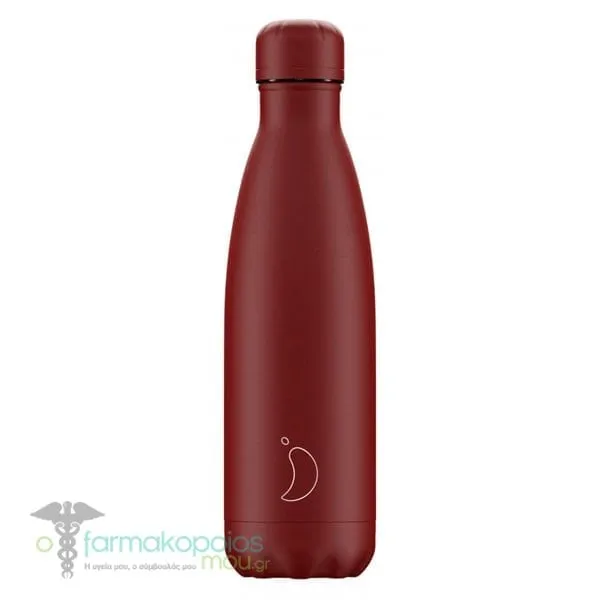 Chilly's Reusable Bottle All Matte Edition, 500ml - Matt Red