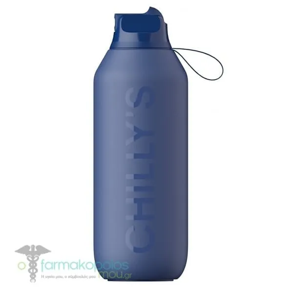 Chilly's Sport Series 2 Flip Μπουκάλι Θερμός με Καλαμάκι, 500ml - Whale Blue