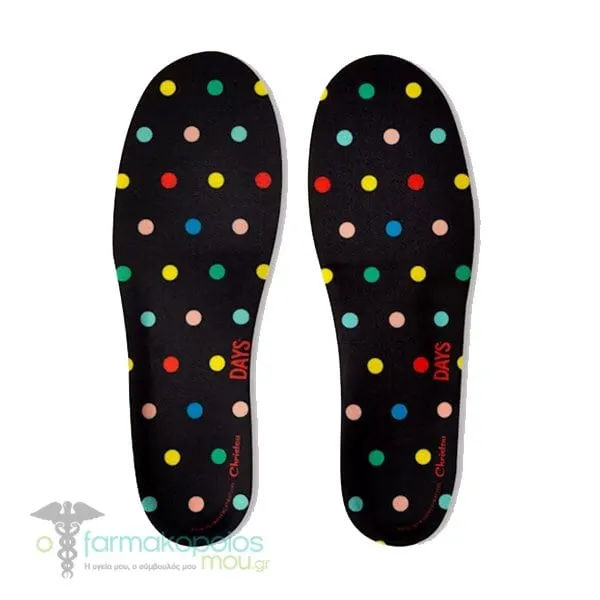 Christou Days Comfy Anatomical Adult Insoles Polka Dots, 1 pair - 002 Μαύρο