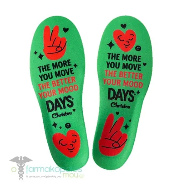 Christou Days Comfy Anatomical Adult Insoles Move Your Mood, 1 pair - Πρασινο