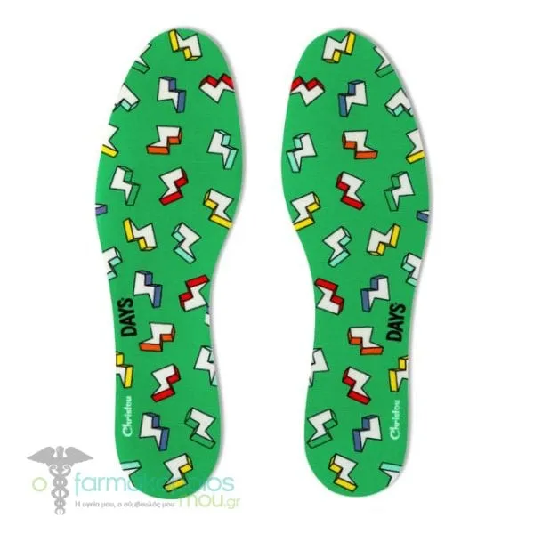 Christou Days Fresh Deodorising Adult Insoles Thunderbolts 38-45, 1 pair - Πρασινο