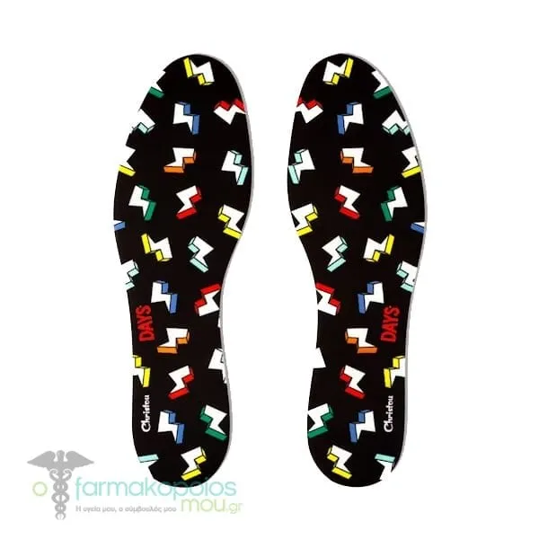 Christou Days Fresh Deodorising Kids Insoles Thunderbolts, 1 pair - 002 Μαύρο