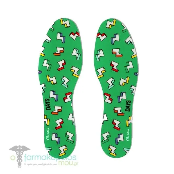 Christou Days Fresh Deodorising Kids Insoles Thunderbolts, 1 pair - Πρασινο