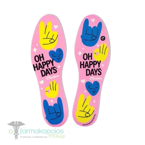 Christou Days Fresh Deodorising Adult Insoles Oh Happy Days 38-45, 1 pair - Ρόζ