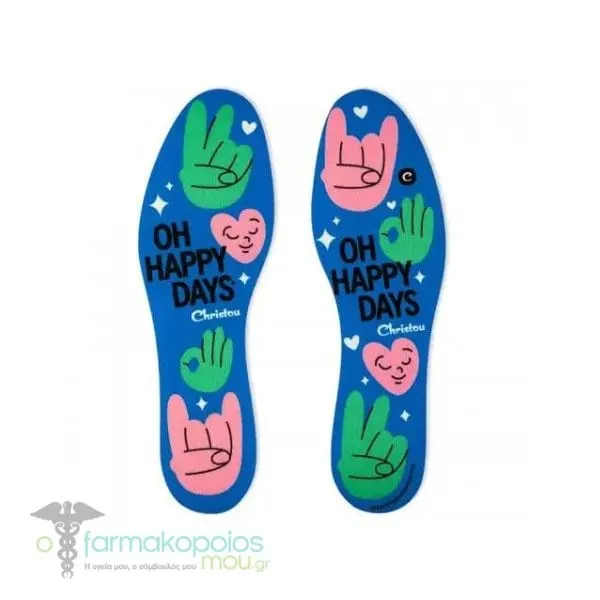 Christou Days Fresh Deodorising Kids Insoles Oh Happy Days, 1 pair - Μπλέ