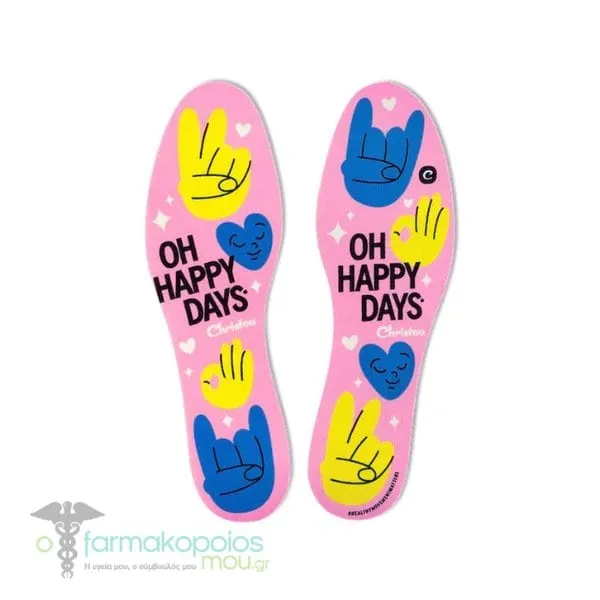 Christou Days Fresh Deodorising Kids Insoles Oh Happy Days, 1 pair - Ρόζ