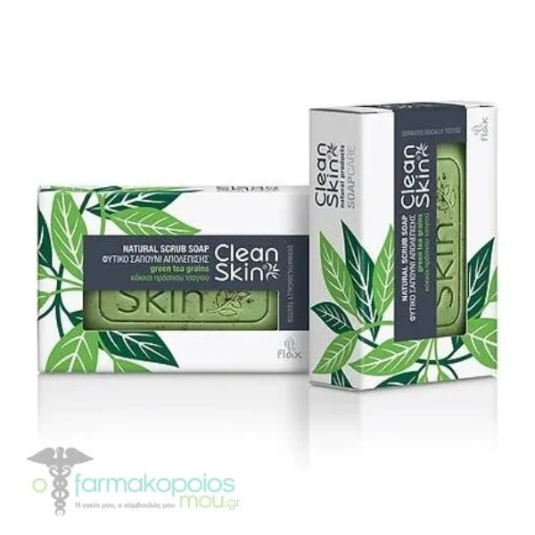 CleanSkin Natural Scub Soap Green Tea Grains, 100g