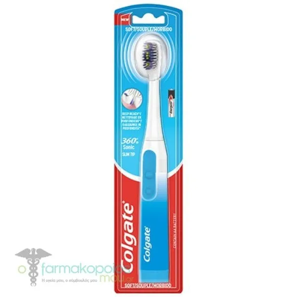 Colgate 360 Sonic Slim Tip Soft Battery Powered Toothbrush, 1pc
