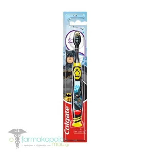 Colgate Kids Soft Toothbrush Superheroes 6Y+, 1pc - Batman-Μαύρο-Κίτρινο