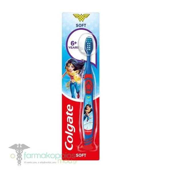 Colgate Kids Soft Toothbrush Superheroes 6Y+, 1pc - Wonder Woman-Μπλε-Κόκκινο