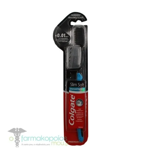 Colgate Slim Soft Toothbrush with Charcoal, 1pc - Μπλε-Μαύρο
