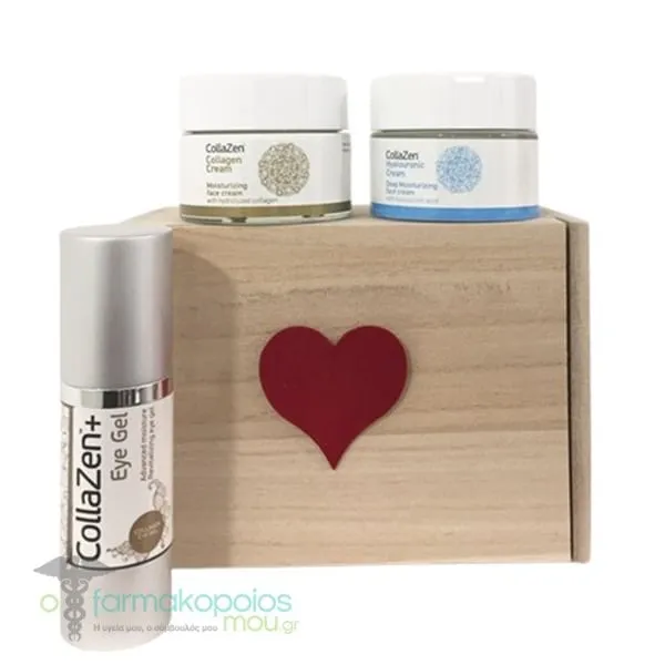 CollaZen Love Box CollaZen Collagen Moisturizing Face Cream, 50ml, CollaZen+ Eye Gel, 30ml & Gift Hyaluronic Face Cream, 50ml, 1set