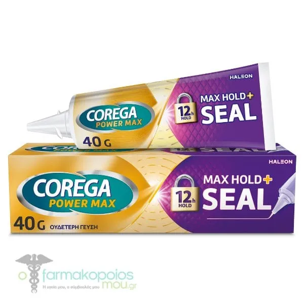 Corega Max Hold+Seal Denture Adhesive Cream, 40g