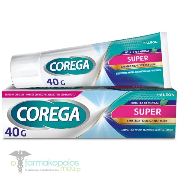 Corega Super Denture Adhesive Cream Mint Flavor, 40g