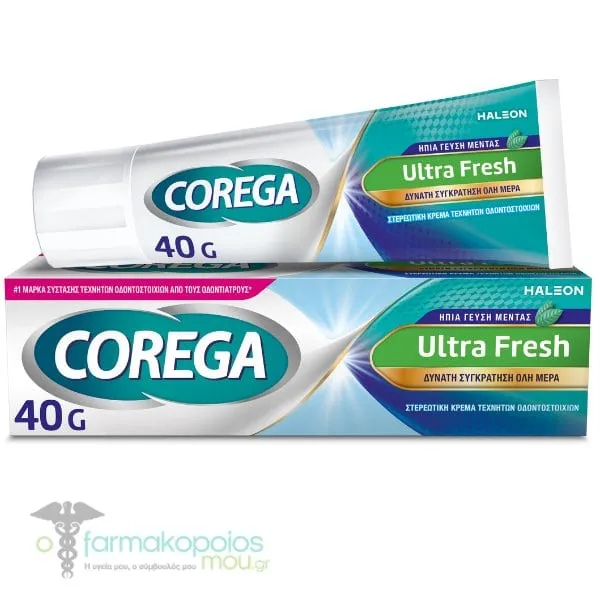 Corega Ultra Fresh Denture Adhesive Cream Mint Flavor, 40g