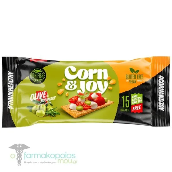 Corn & Joy Κράκερ Καλαμποκιού με Ελιά & Δενδρολίβανο, 20g
