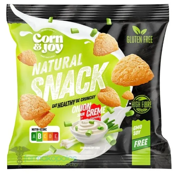 Corn & Joy Σνακ Kαλαμποκιού με Kρεμμύδι & Sour Cream, 40g
