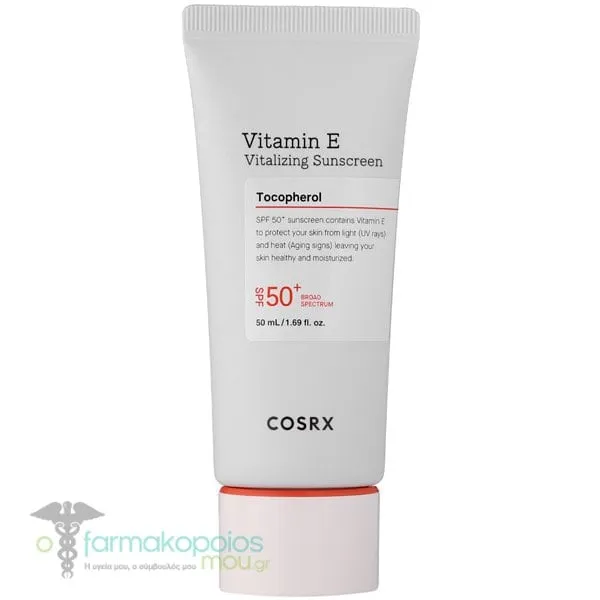 Cosrx Vitamin E Vitalizing Sunscreen Αντηλιακό Προσώπου SPF 50+, 50ml