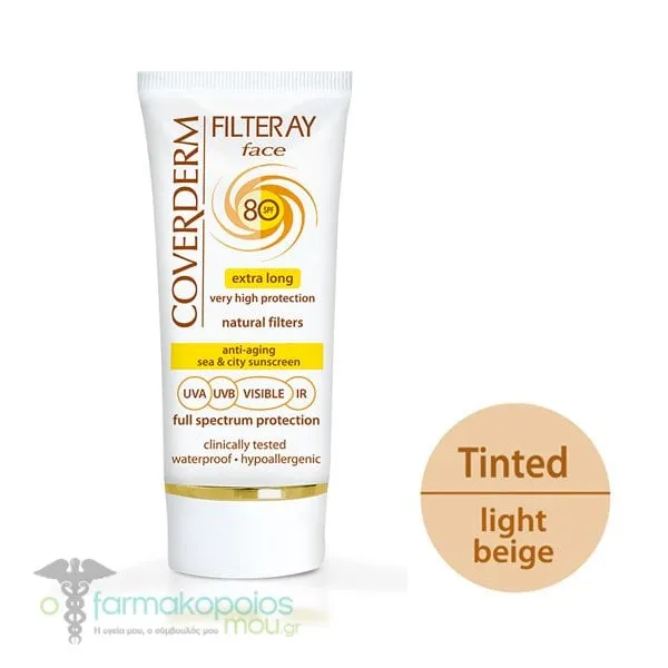 Coverderm Filteray Face Tinted Sunscreen Light Beige SPF80, 50ml