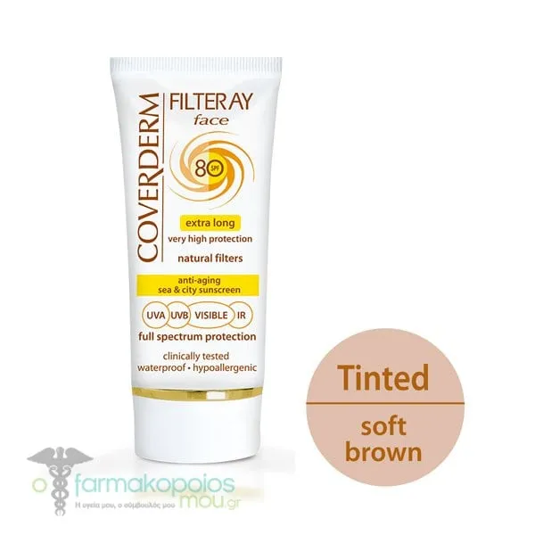 Coverderm Filteray Face Tinted Sunscreen Soft Brown SPF80, 50ml