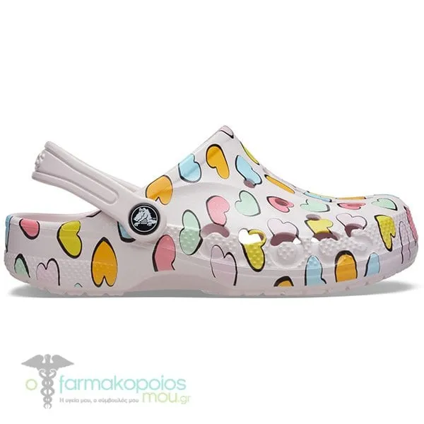 Crocs Baya Clog Παντόφλες για Νήπια Pink Hearts, 1ζευγάρι