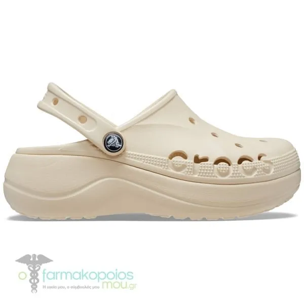Crocs Baya Platform Clog Γυναικεία Σανδάλια Μπεζ, 1ζευγάρι
