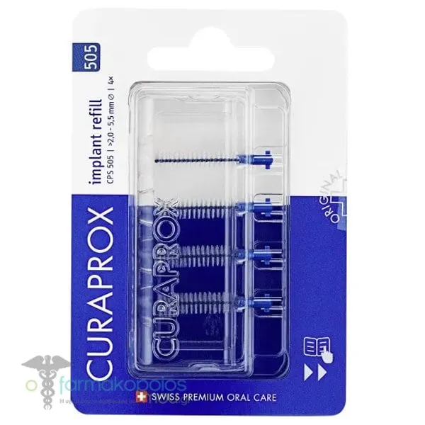 Curaprox CPS 505 Implant Refill Ανταλλακτικά Μεσοδόντια Βουρτσάκια Μπλε, 4τεμ