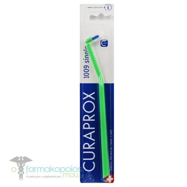 Curaprox CS (1009 Ortho) Single Οδοντόβουρτσα Καθαρισμού Ορθοδοντικού Μηχανισμού, 1τεμ - Πράσινο-Μπλε