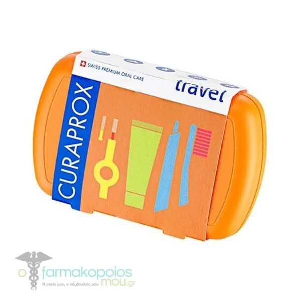 Curaprox Travel Set Πακέτο Στοματικής Υγιεινής Ταξιδίου με Οδοντόκρεμα 10ml, Οδοντόβουρτσα Πτυσσόμενη, Μεσοδόντιο Βουρτσάκι Καθαρισμού & Κουτί Μεταφοράς, 1τεμ. - Explorer
