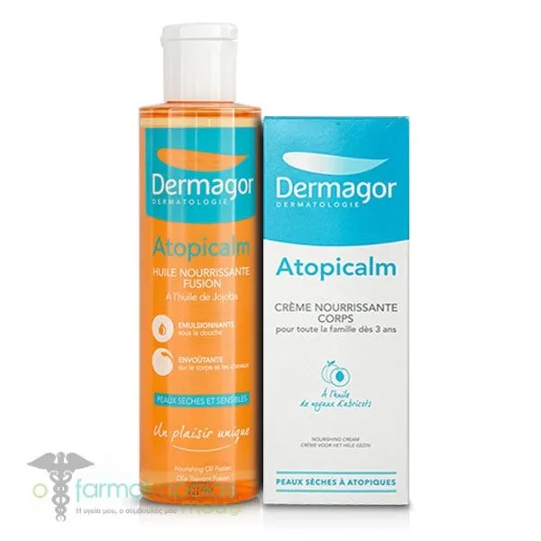 Dermagor Atopicalm Set with Nourishing Body Cream, 250ml & Nourishing Body Oil for Atopic Skin, 200ml