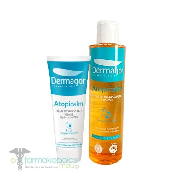 Dermagor Atopicalm Promo (-20%) with Nourishing Face Cream, 40ml & Nourishing Body Oil for Atopic Skin, 200ml, 1set