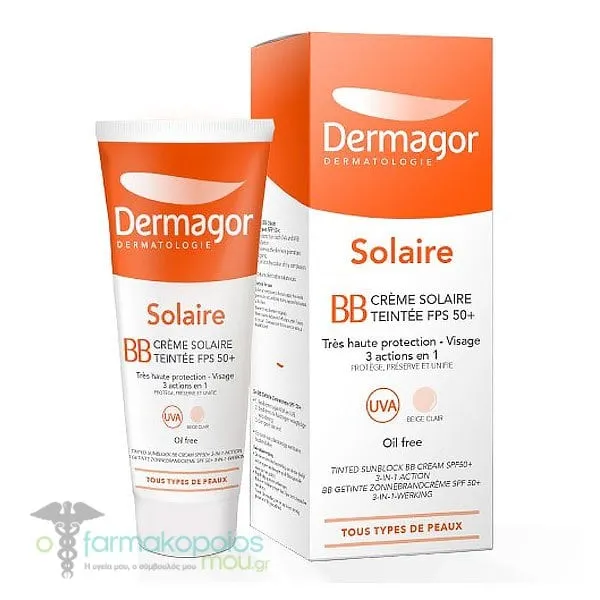Dermagor BB Creme Solaire Teintee SPF50+ Beige Clair, 40ml