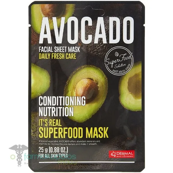 Dermal Its Real Superfood Avocado Μάσκα Προσώπου για Αναδόμηση &amp; Επανόρθωση, 1τεμ