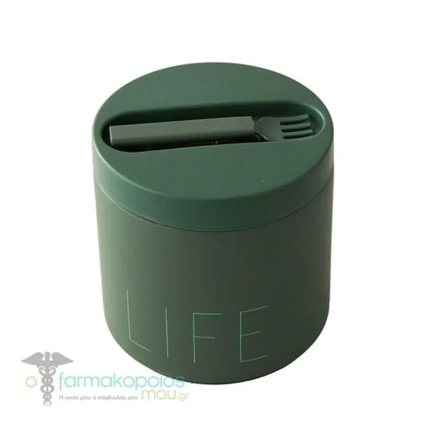 Design Letters Food Thermos Life Stainless Steel Large Green, 530ml