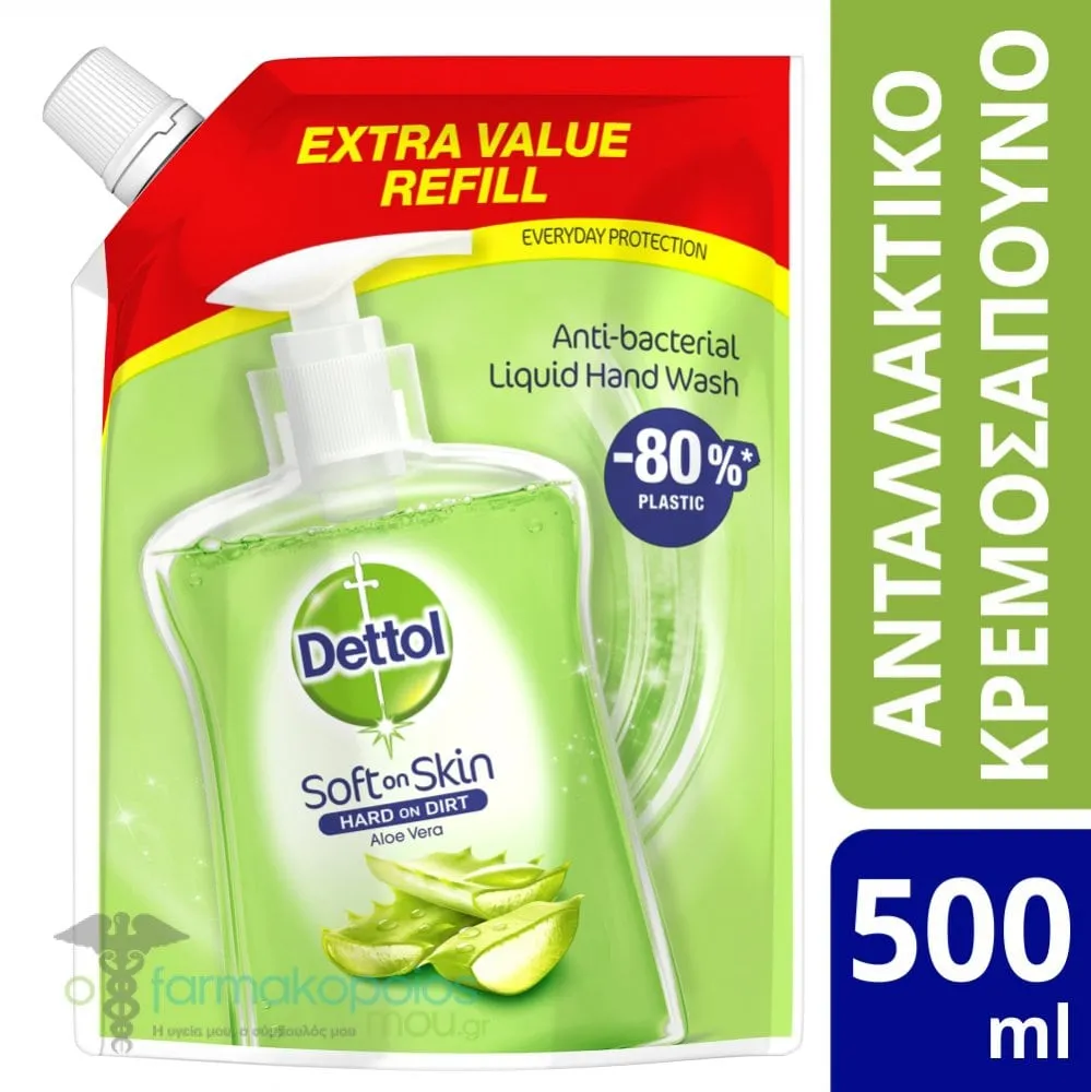 Dettol Antibacterial Liquid Hand Wash Refill Aloe Vera, 500ml