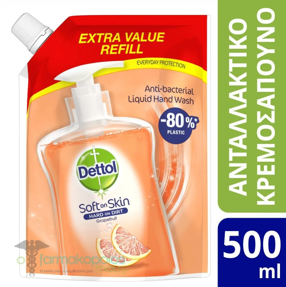 Dettol Antibacterial Liquid Hand Wash Revive Grapefruit Refill Pouch, 500ml