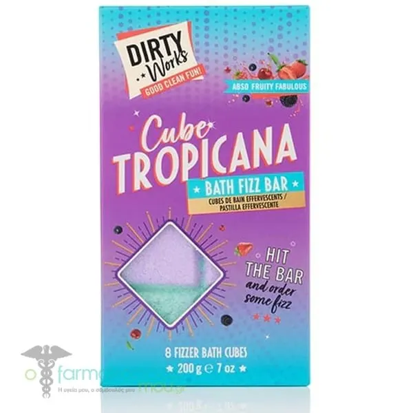 Dirty Works Cube Tropicana Bath Fizz Bar, 200g