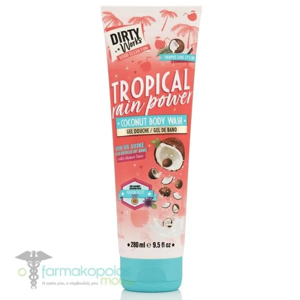 Dirty Works Tropical Rain Power Coconut Body Wash, 280ml