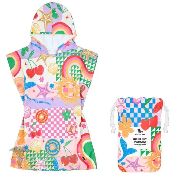 Dock &amp; Bay Quick Dry Poncho Microfiber Kids Παιδικό Πόντσο με Μικροϊνες Good Vibes Club 3-5y (66x49cm), 1τεμ