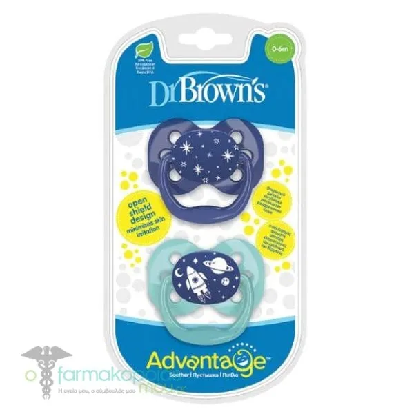 Dr. Brown's Advantage Silicone Soother 0-6m, 2pcs - Μπλε-Βέραμάν