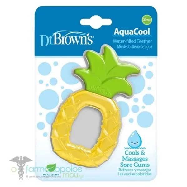Dr. Brown's Aqua Cool Teething Pineapple Silicone Cooling Ring 3m+, 1pc