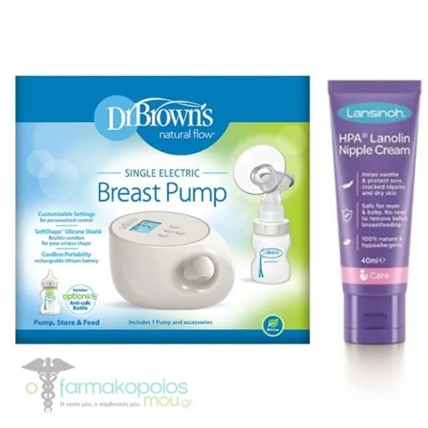 Dr. Brown's BF103 Electric Single Pump Breast Pump, 1pc & Lansinoh HPA Sore Nipple Cream, 40ml, 1pc, 1set