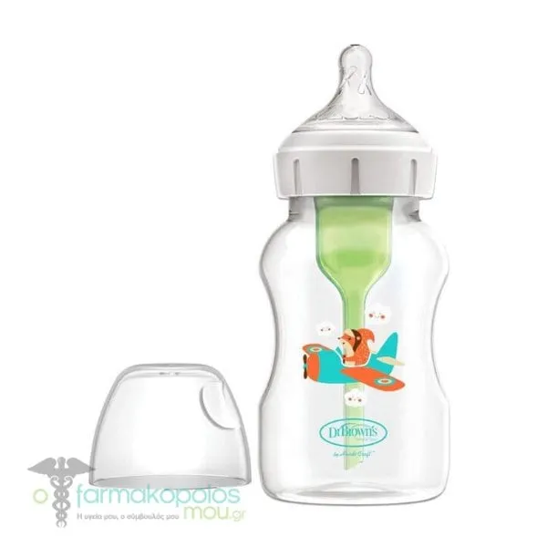 Dr. Brown's Options+ Anti-Colic Plastic Bottle 3m+, 330ml - Σκίουρος Αεροπλάνο