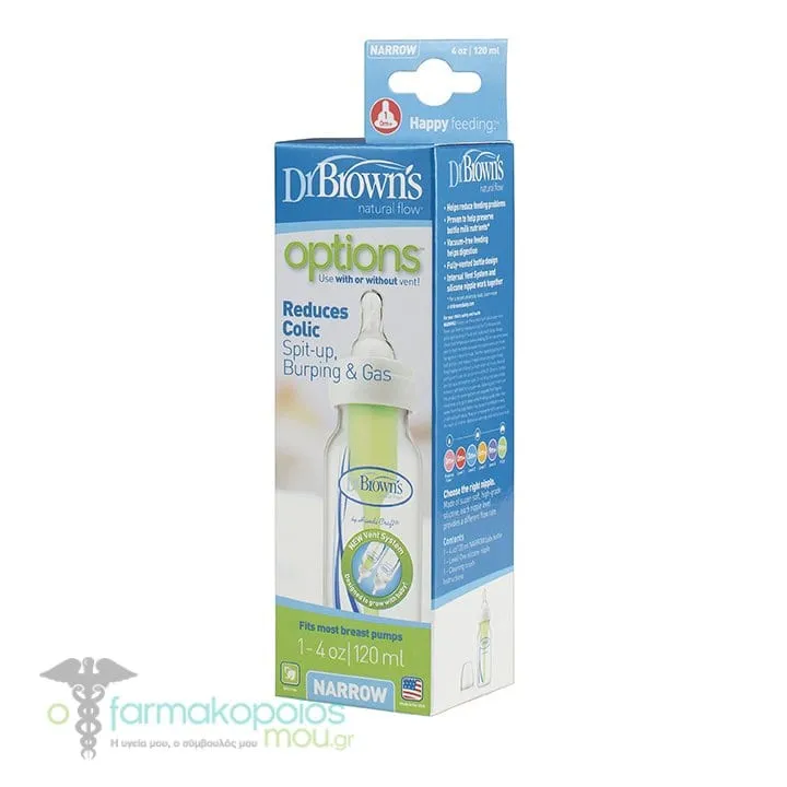 Dr. Brown's Options SB 41005 Plastic Baby Bottle with Narrow Neck & Silicone Teat, 120ml