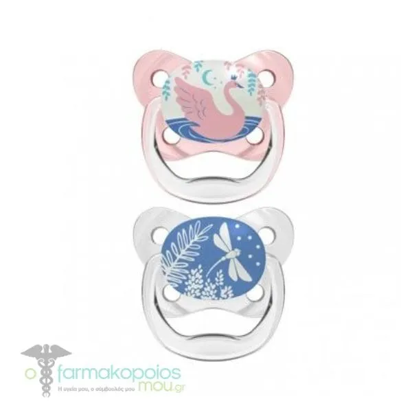 Dr. Brown's Prevent Glow-in-the-Dark Silicone Soother 6-18m (PV22007), 2pcs - Ροζ-Διαφανές
