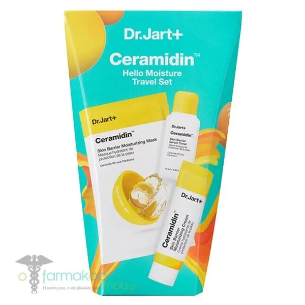 Dr. Jart+ Ceramidin Hello Moisture Travel Set with Skin Barrier Serum Toner, 15ml, Moisturising Cream, 7ml & Moisturising Mask, 22g, 1set