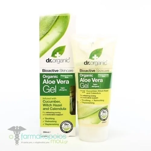 Dr. Organic Aloe Vera Gel with Cucumber & Witch Hazel, 200ml