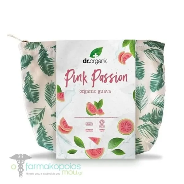 Dr. Organic Pink Passion Organic Guava Promo with Shampoo, 265ml, Body Wash, 250ml, Face Wash, 150ml & Free Beauty Pouch, 1set