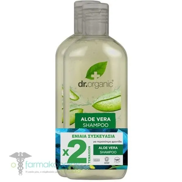 Dr. Organic Promo Aloe Vera Shampoo Double Pack Ενυδατικό Σαμπουάν με Βιολογική Αλόη Βέρα, 2x265ml