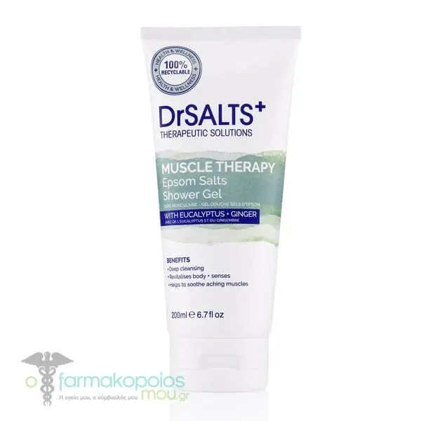 Dr. Salts+ Muscle Therapy Epsom Salts Shower Gel Eucalytpus & Ginger, 200ml